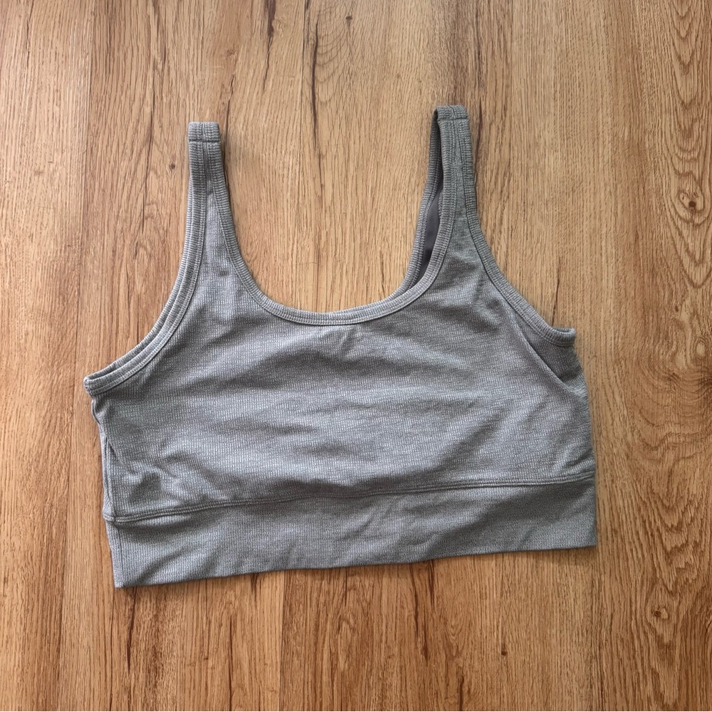 Nike Gray Sports Bra with Wide Straps and Supportive Band